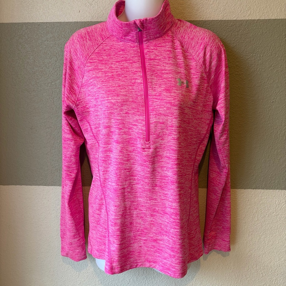 Under Armour Women’s Medium UA Tech Twist Half Zip Long Sleeve Pink Top Layering